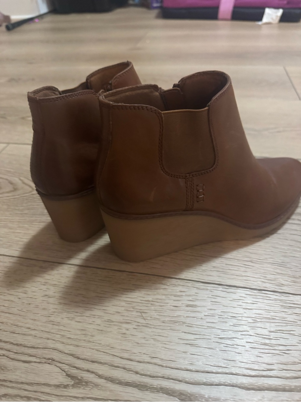 Clarks Tan Leather Wedge Chelsea Boot